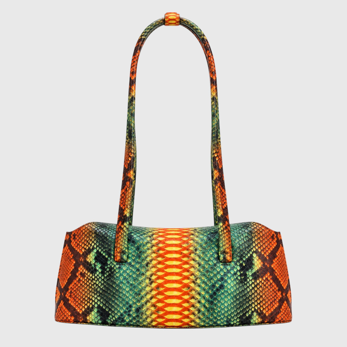 Python Signature Tote multicolor, orange green yellow python leather, front product view