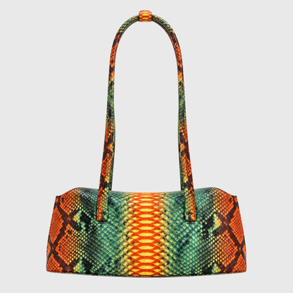 Python Signature Tote multicolor, orange green yellow python leather, front product view