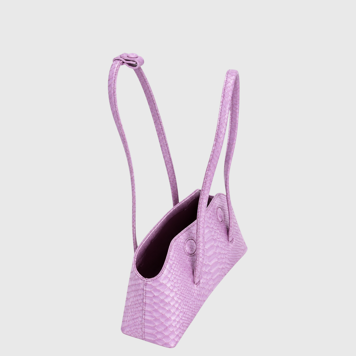 Python Signature Tote pastel pink python leather three-quarter top view