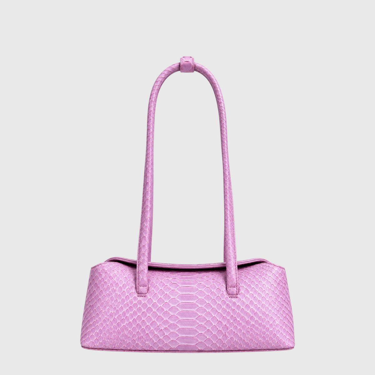 Python Signature Tote pastel pink python leather front view