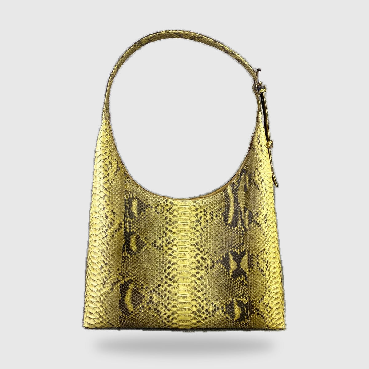 Yellow genuine python leather hobo bag front view | Genuine Skins