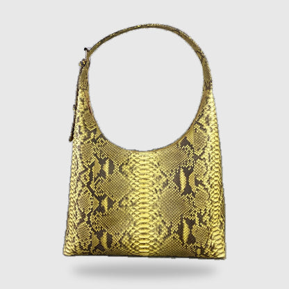 Yellow genuine python leather hobo bag back view | Genuine Skins