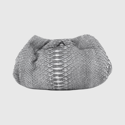Grey genuine python leather clutch | Genuine Skins