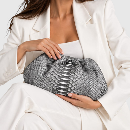 Grey python leather clutch, genuine exotic leather, view 5 | Genuine Skins