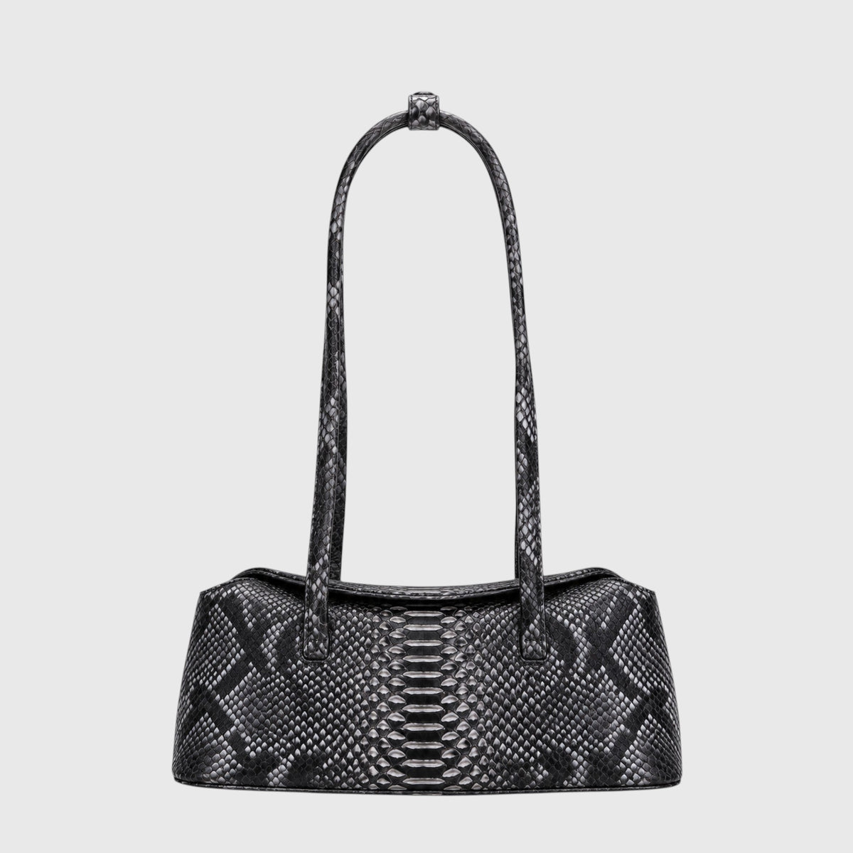 Genuine Skins Python Signature Tote Black / Grey – centered frontal studio view