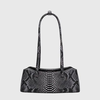 Genuine Skins Python Signature Tote Black / Grey – centered frontal studio view