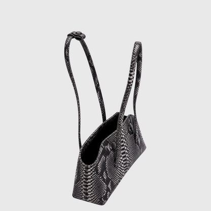 Genuine Skins Python Signature Tote Black / Grey – open side view