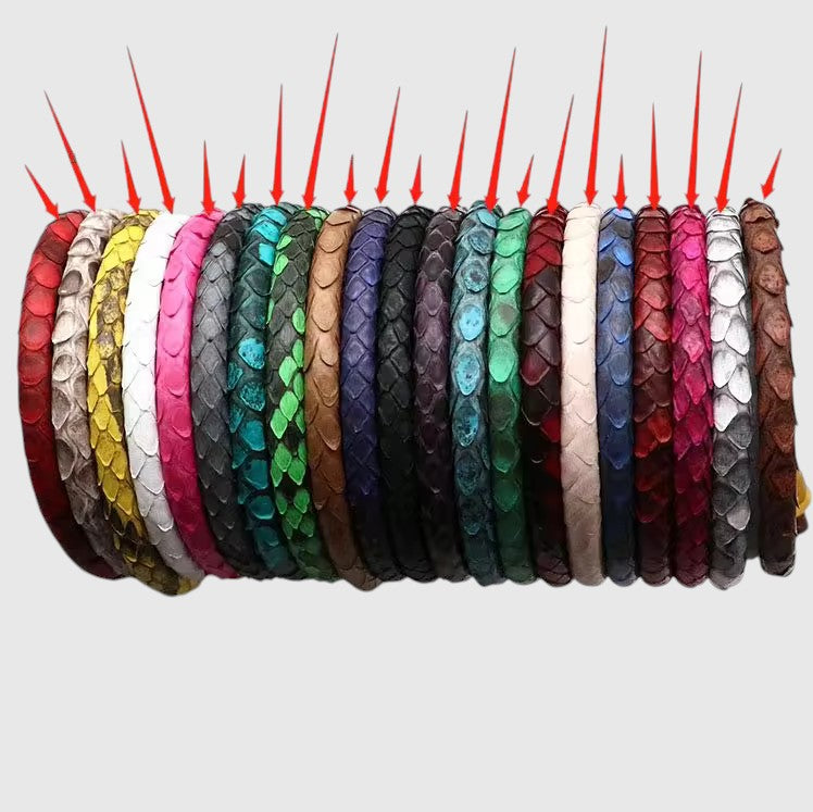 Bracelet de montre Leather craftman en cuir de serpent multicolore avec texture écailles détaillée