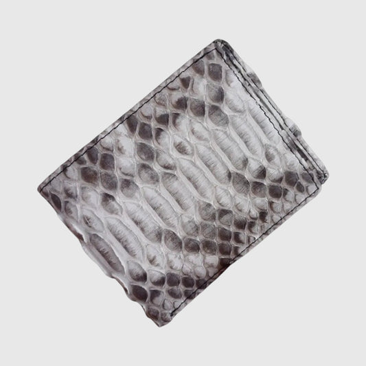 Portefeuille Leather craftman en cuir de python véritable gris avec texture naturelle et coutures précises