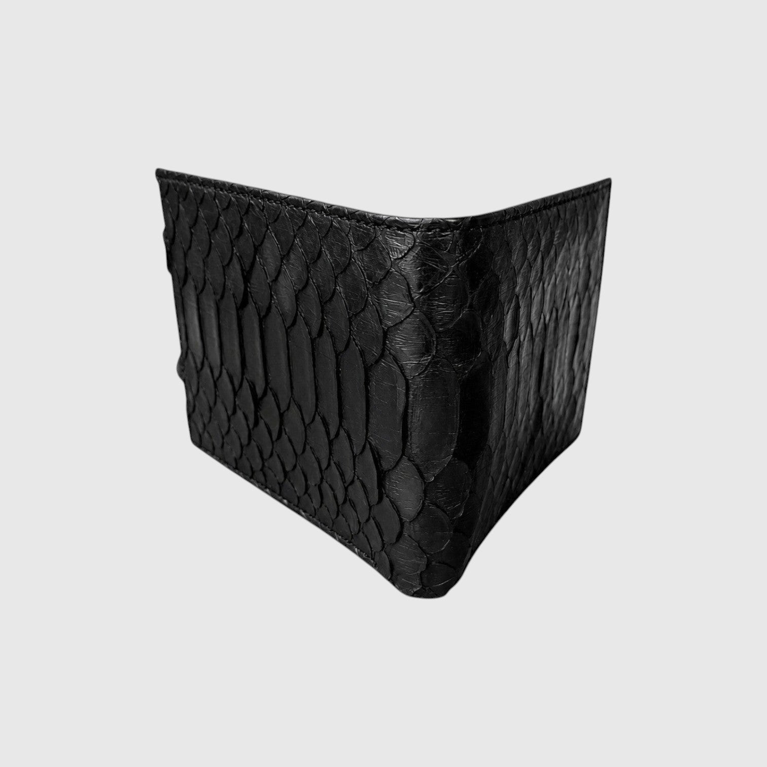 Portefeuille Leather craftman en cuir de python noir véritable avec texture écailles unique et doublure en daim