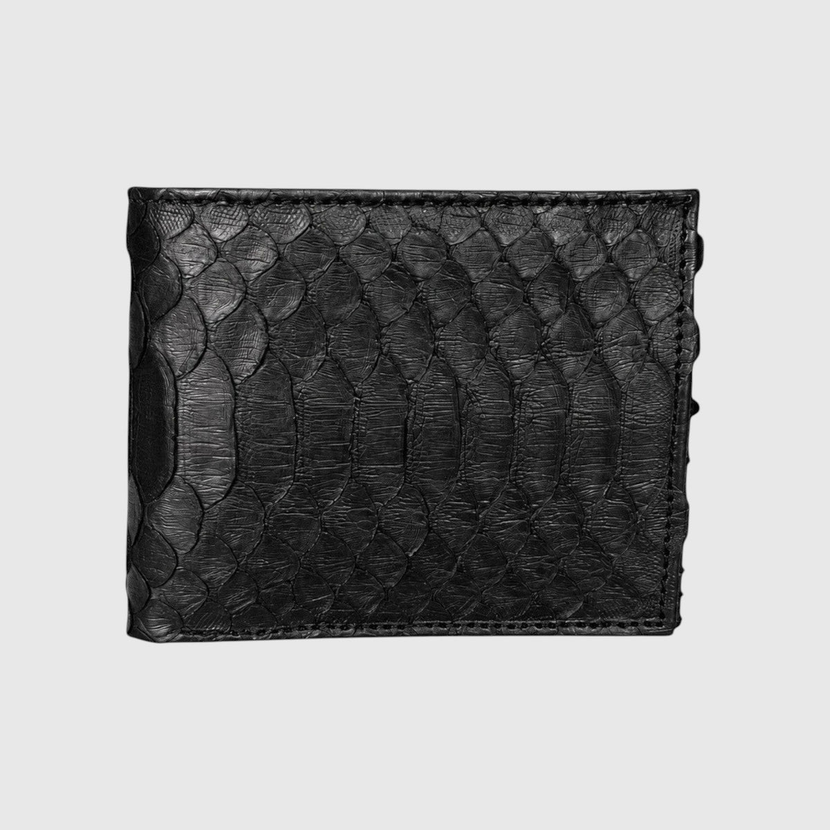 Portefeuille Leather craftman en cuir de python noir véritable avec texture écailles et coutures précises