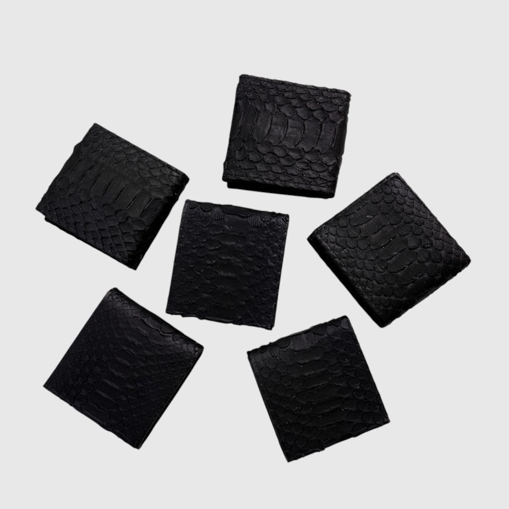 Portefeuille Leather craftman en cuir de python noir véritable avec texture écailles unique et finition élégante