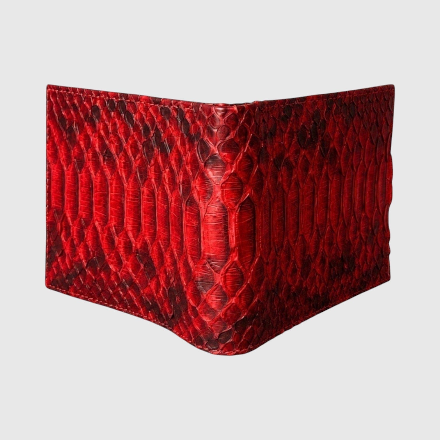 Portefeuille Leather craftman en cuir de python rouge avec texture écailles naturelle et coutures précises
