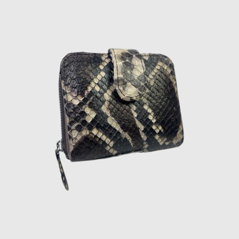 Portefeuille Leather craftman en cuir de python véritable avec texture écailles et fermeture zippée élégante