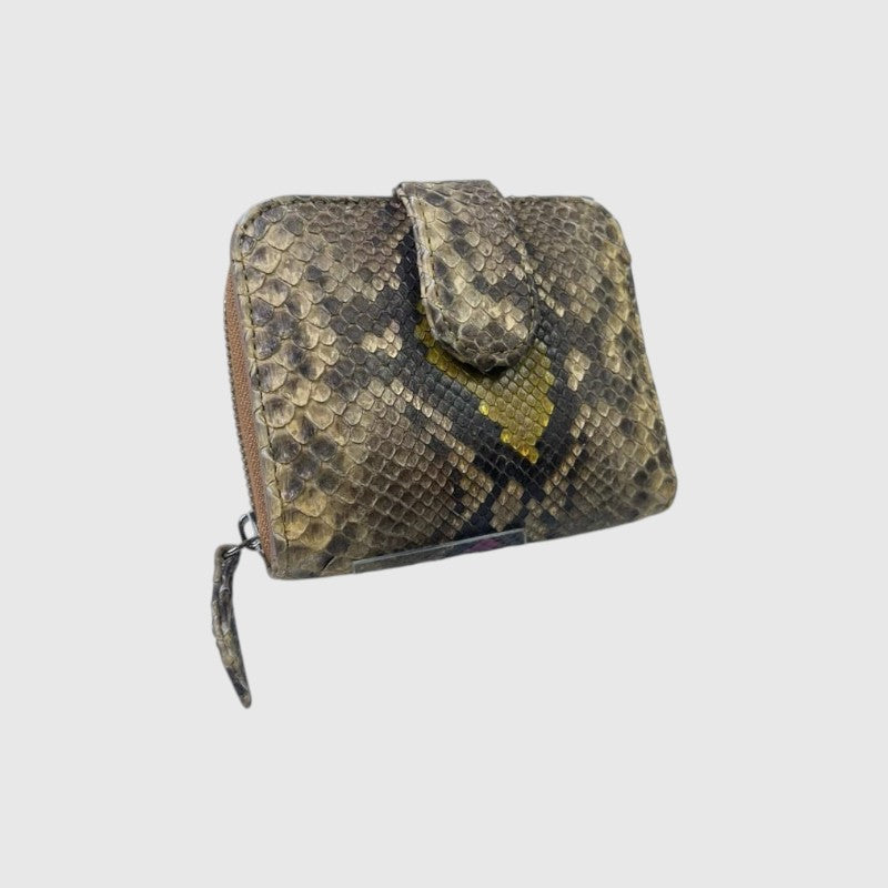 Portefeuille Leather craftman en cuir de python véritable avec texture écailles naturelles et fermeture éclair robuste