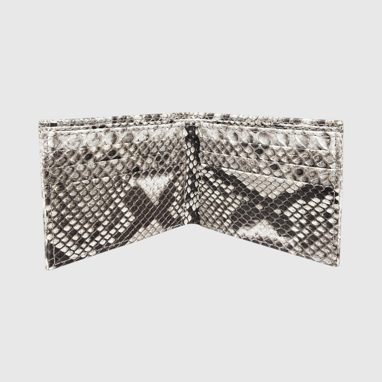 Portefeuille Leather craftman en cuir de python véritable avec texture écailles noir et blanc et doublure en daim