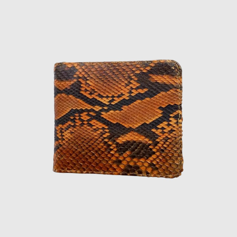 Portefeuille Leather craftman en cuir de python véritable avec texture écailles marron et noire