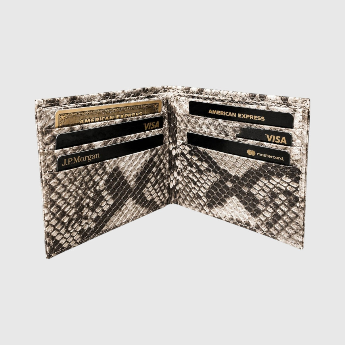 Portefeuille Leather craftman en cuir de python véritable avec doublure en daim et fentes pour cartes de crédit