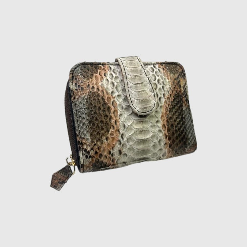 Portefeuille Leather craftman en cuir de python véritable avec texture naturelle et fermeture éclair robuste