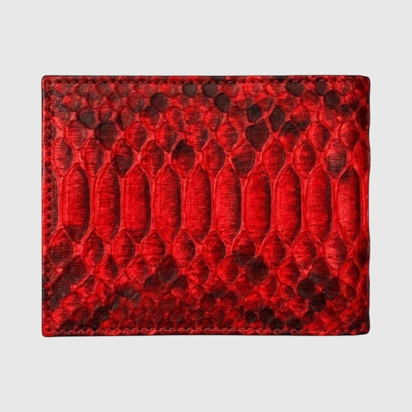 Portefeuille pliant Leather craftman en cuir rouge texturé façon serpent avec finitions luxueuses