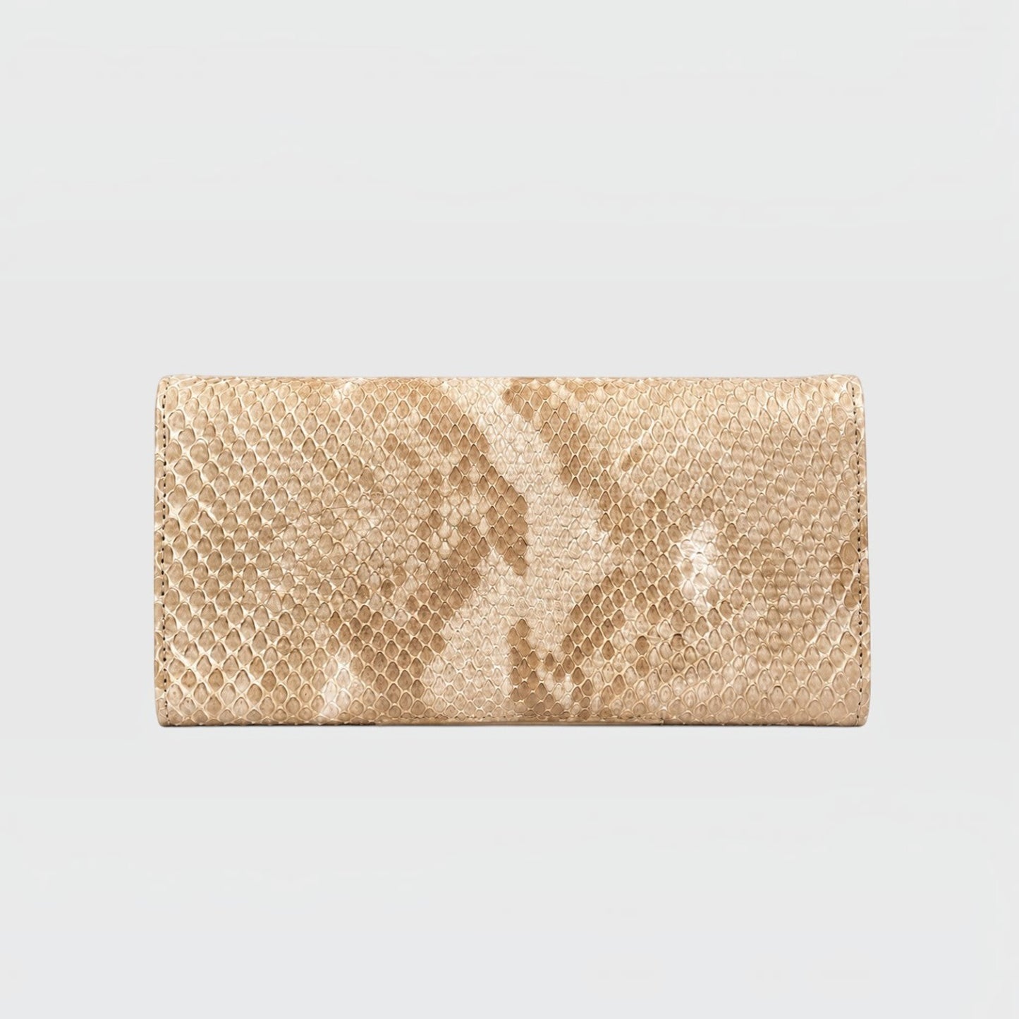 Portefeuille Leather craftman beige en cuir véritable façon peau de serpent avec une finition artisanale élégante