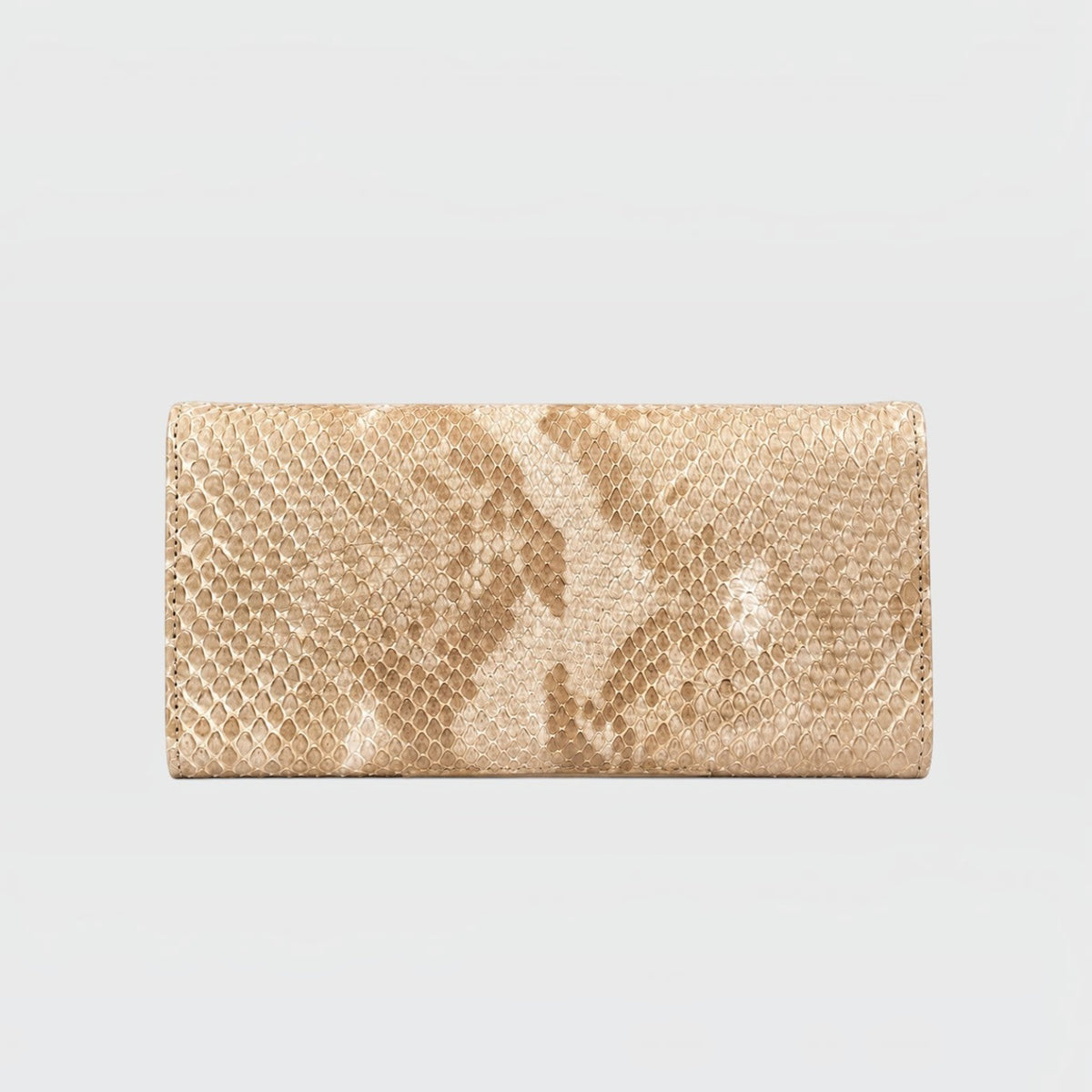 Portefeuille Leather craftman beige en cuir véritable façon peau de serpent avec une finition artisanale élégante