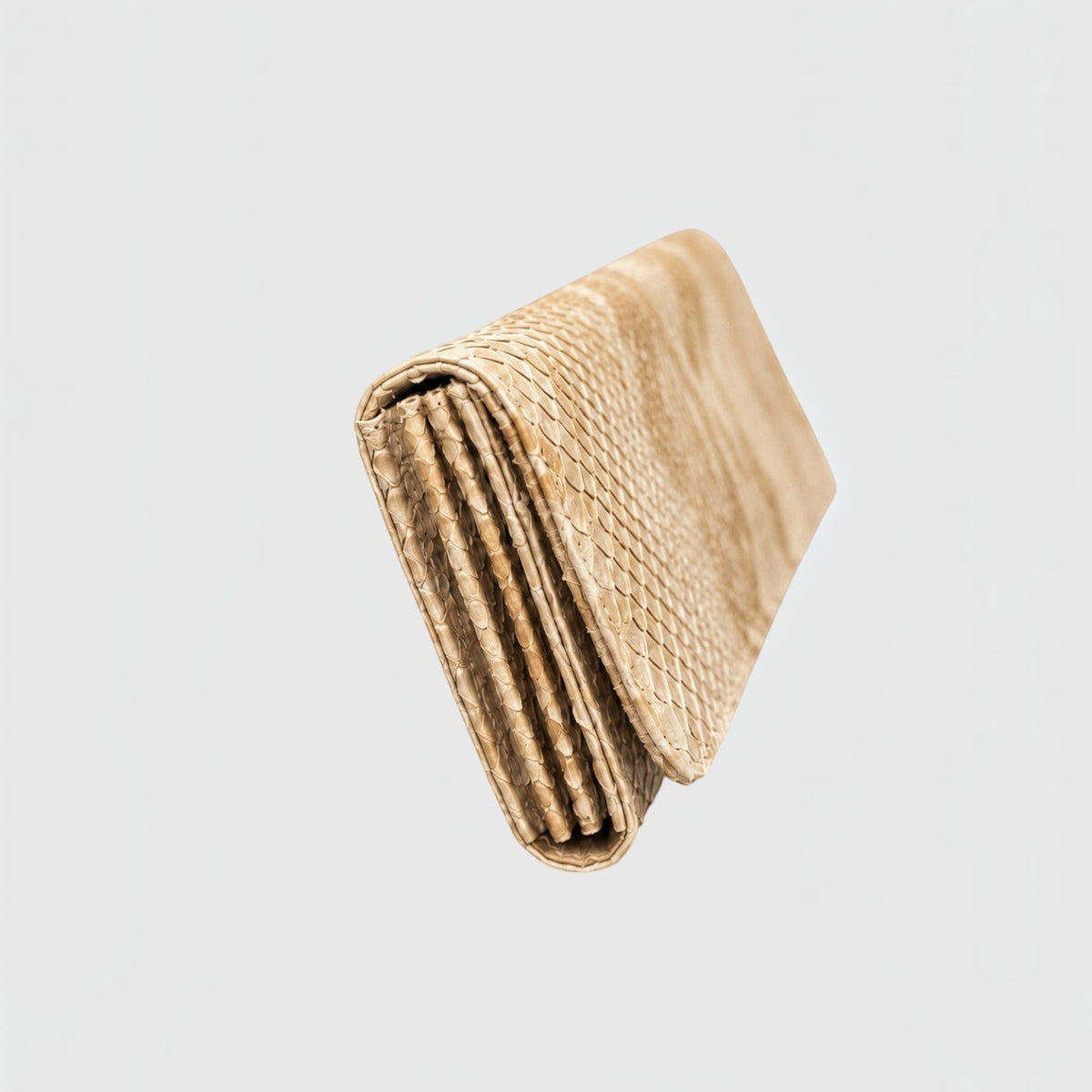 Portefeuille Leather craftman beige en cuir de serpent véritable avec finition artisanale élégante