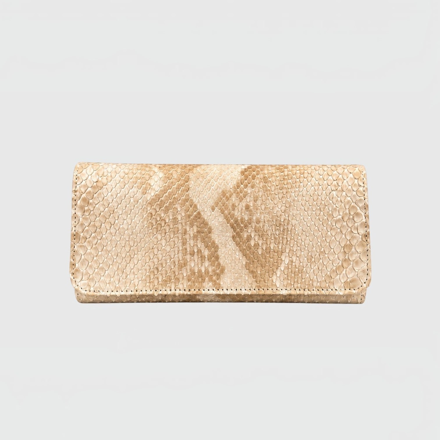 Portefeuille Leather craftman beige en cuir de serpent véritable avec une finition artisanale élégante