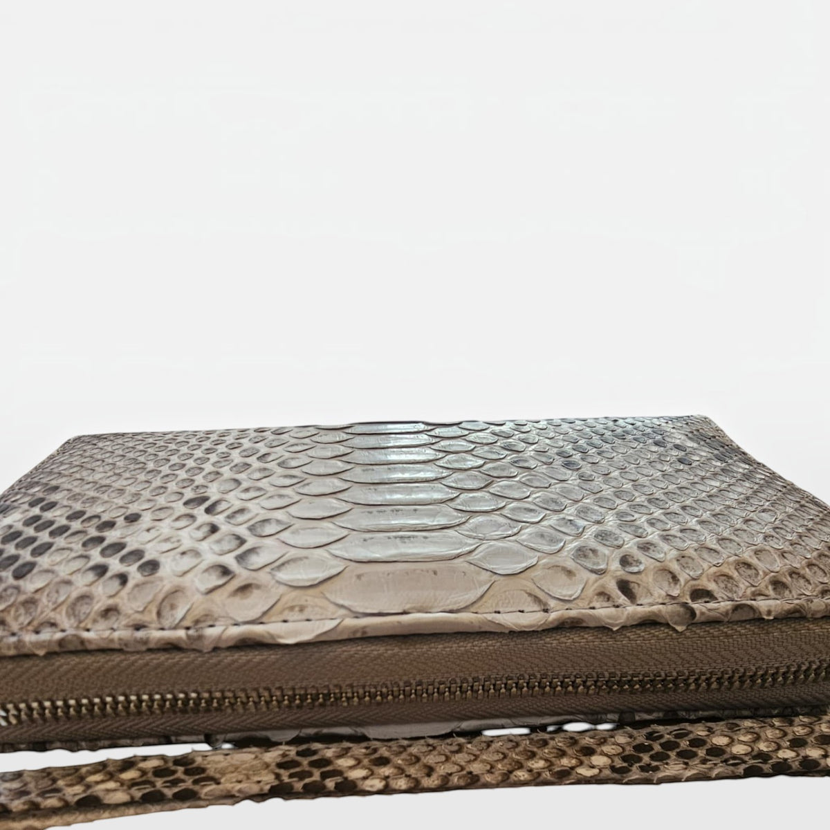 Portefeuille Leather craftman en cuir de serpent véritable avec fermeture éclair, texture écailles naturelle et élégante