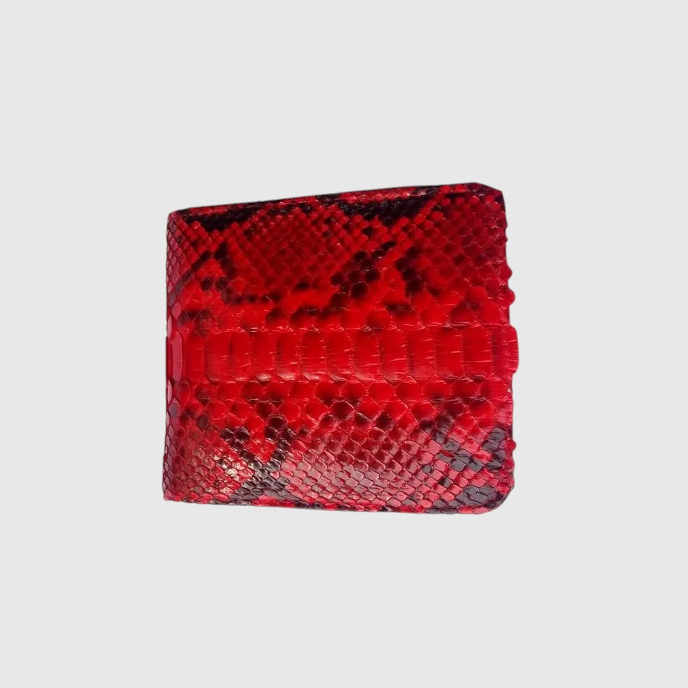 Portefeuille Leather craftman en cuir de python rouge avec texture écailles naturelle et coutures précises