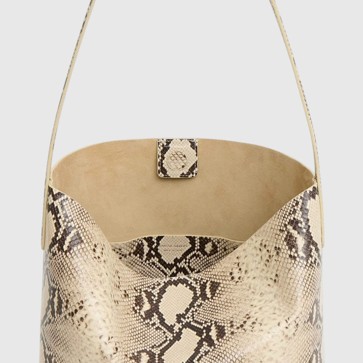 Sac cabas Savannah Leather craftman en cuir de python naturel beige et marron avec bandoulière souple