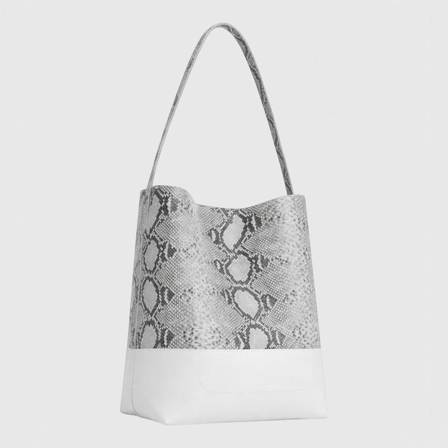 Sac cabas Leather craftman Riviera en cuir de python naturel et base en cuir lisse ivoire