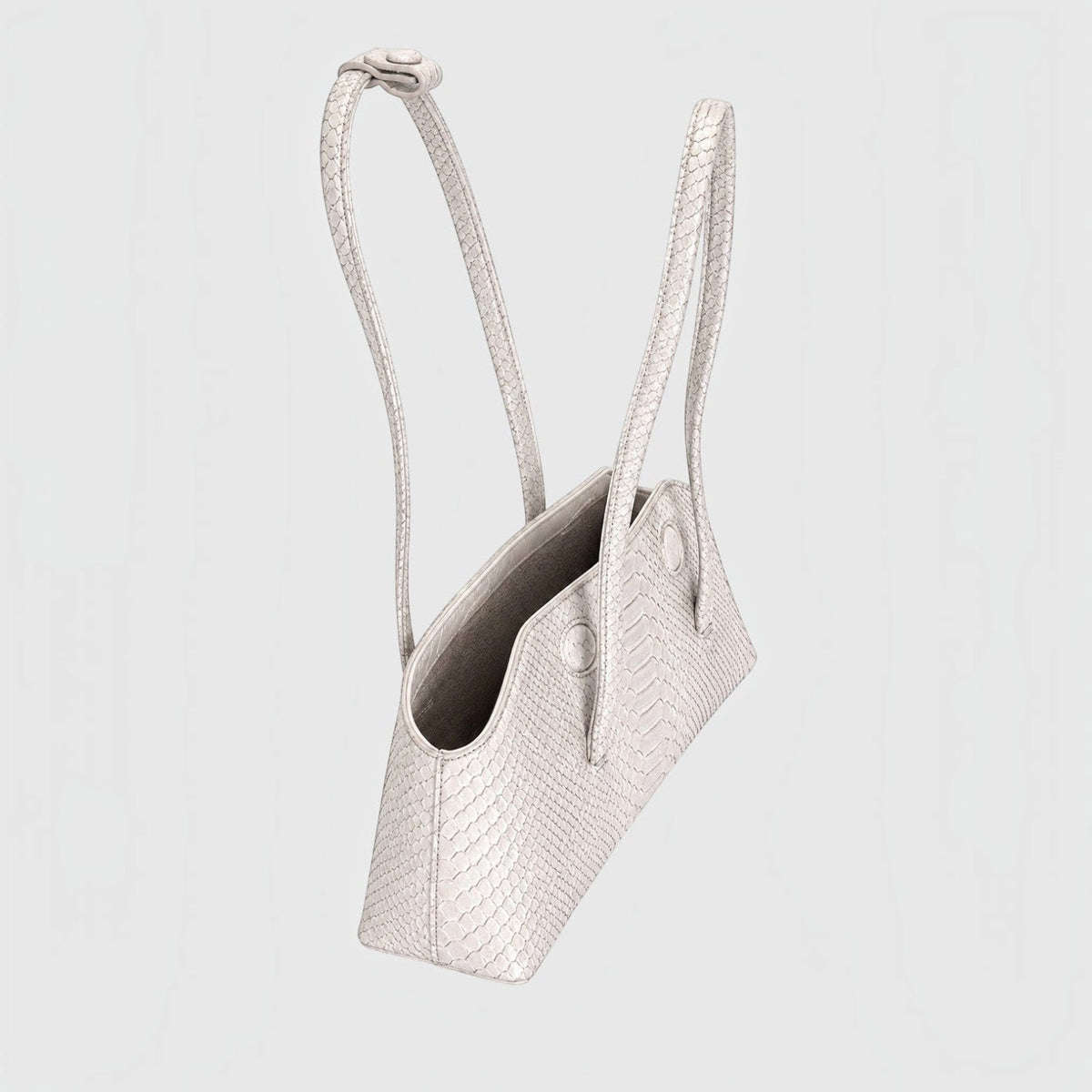 Sac cabas Leather craftman en cuir de python ivoire avec texture à écailles naturelles et anses intégrées
