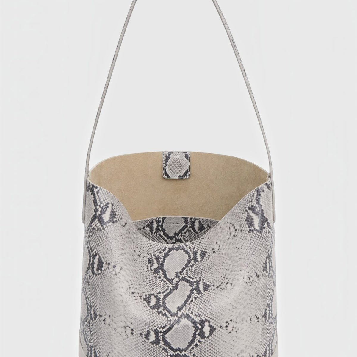 Sac cabas Riviera Python de Leather craftman en cuir de python naturel ivoire et gris avec bandoulière élégante