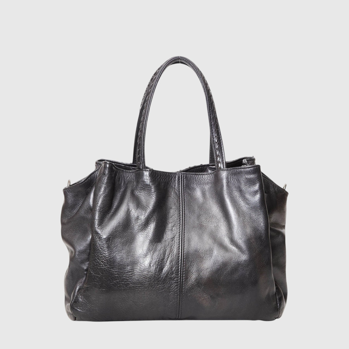 Sac cabas Leather craftman en cuir de python noir véritable avec anses doubles et texture à écailles sophistiquée