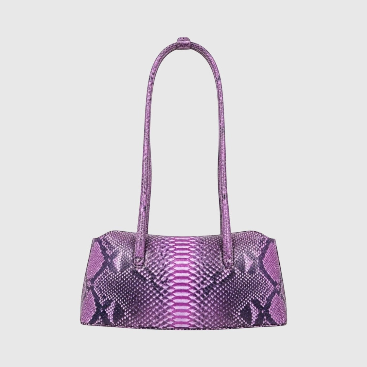 Sac cabas Leather craftman en cuir de python violet avec motif d'écailles naturel et anses intégrées élégantes