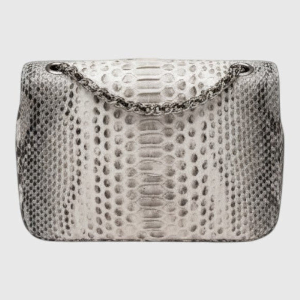 Sac à bandoulière Leather craftman en cuir véritable avec texture python et chaîne métallique élégante.