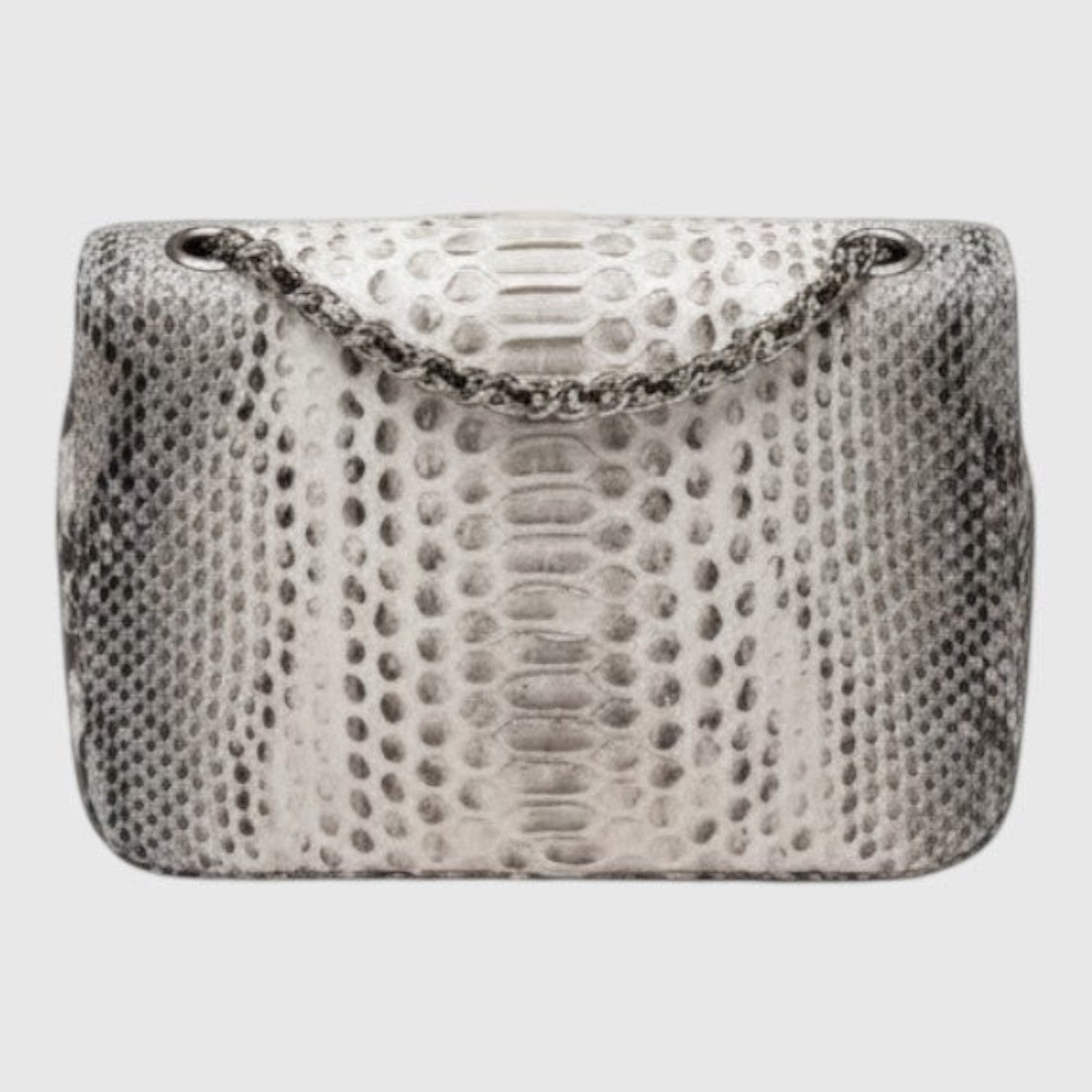 Sac à bandoulière Leather craftman en cuir véritable avec texture python et chaîne métallique élégante.