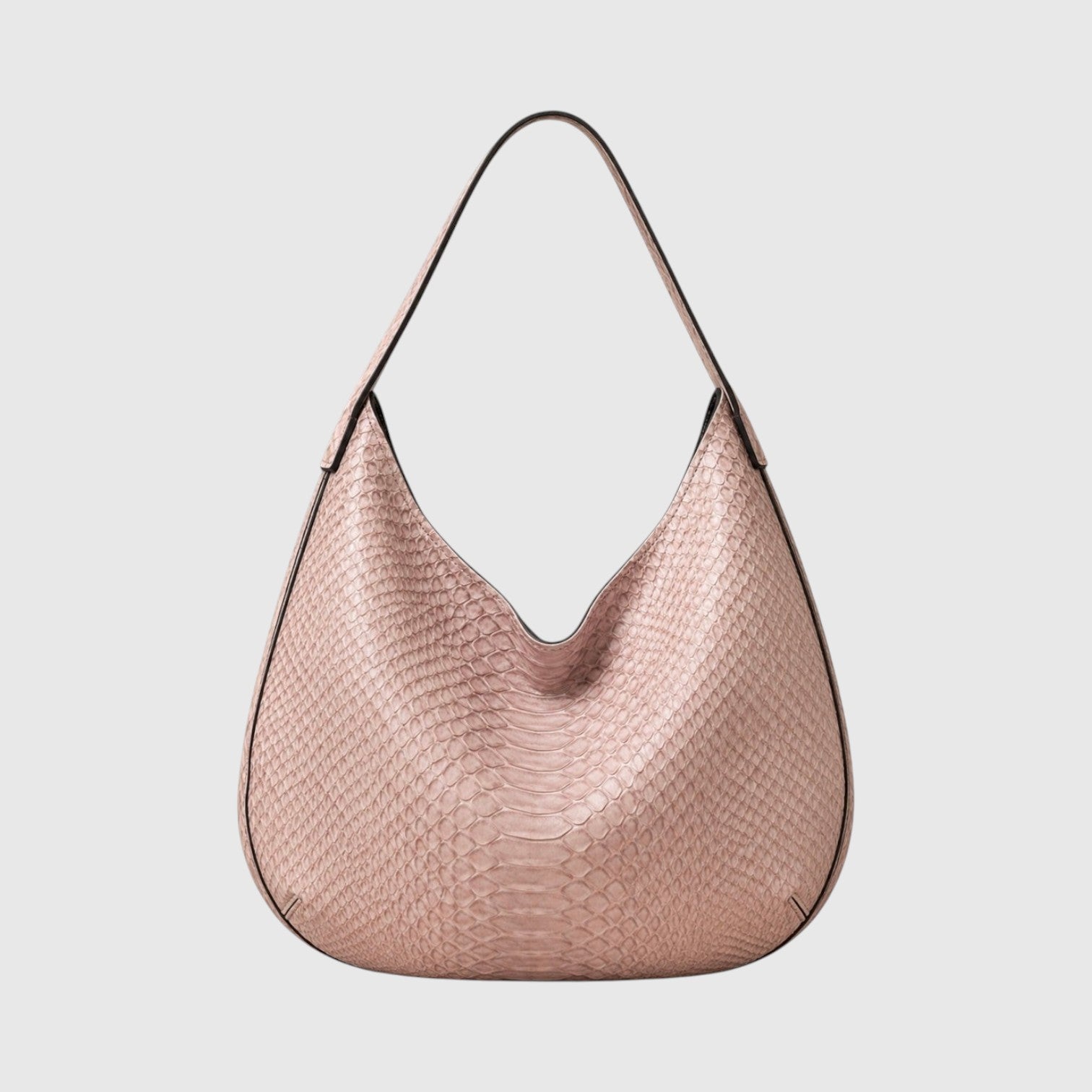Sac hobo Leather craftman en cuir de python véritable rose poudré avec une texture d'écailles naturelle et élégante