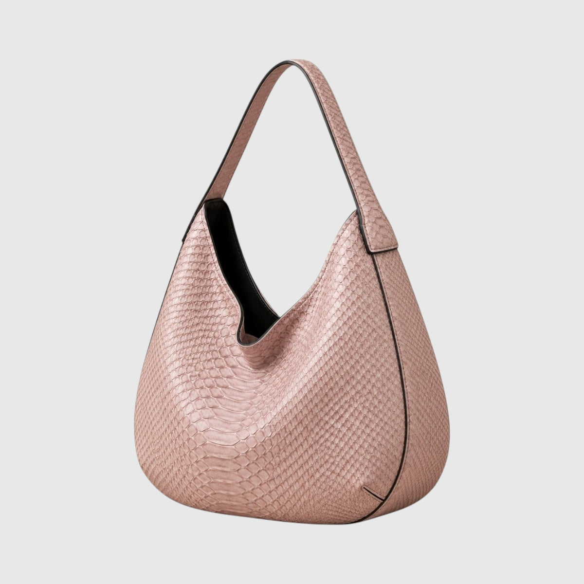 Sac hobo Leather craftman en cuir de python véritable rose poudré avec une texture à écailles naturelle et élégante