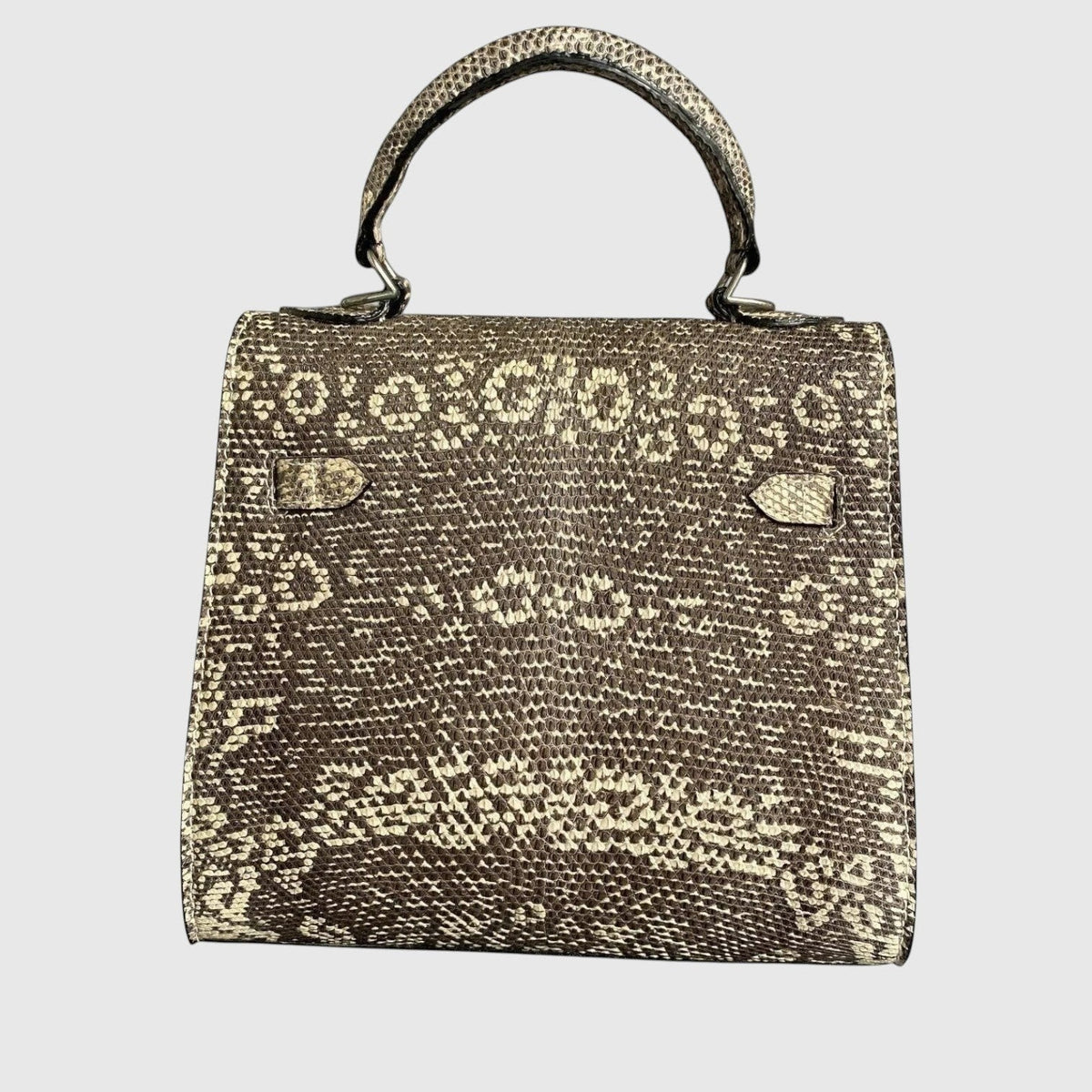 Sac à main Leather craftman en cuir de lézard véritable avec poignée supérieure structurée et texture naturelle unique