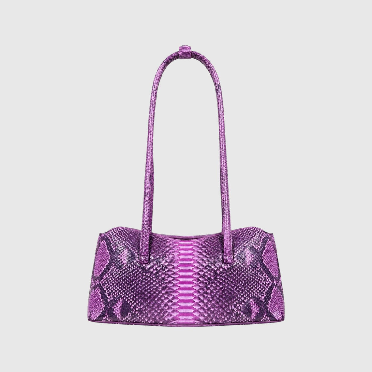 Sac à main Leather craftman en cuir de python violet avec texture écailles naturelles et anses intégrées