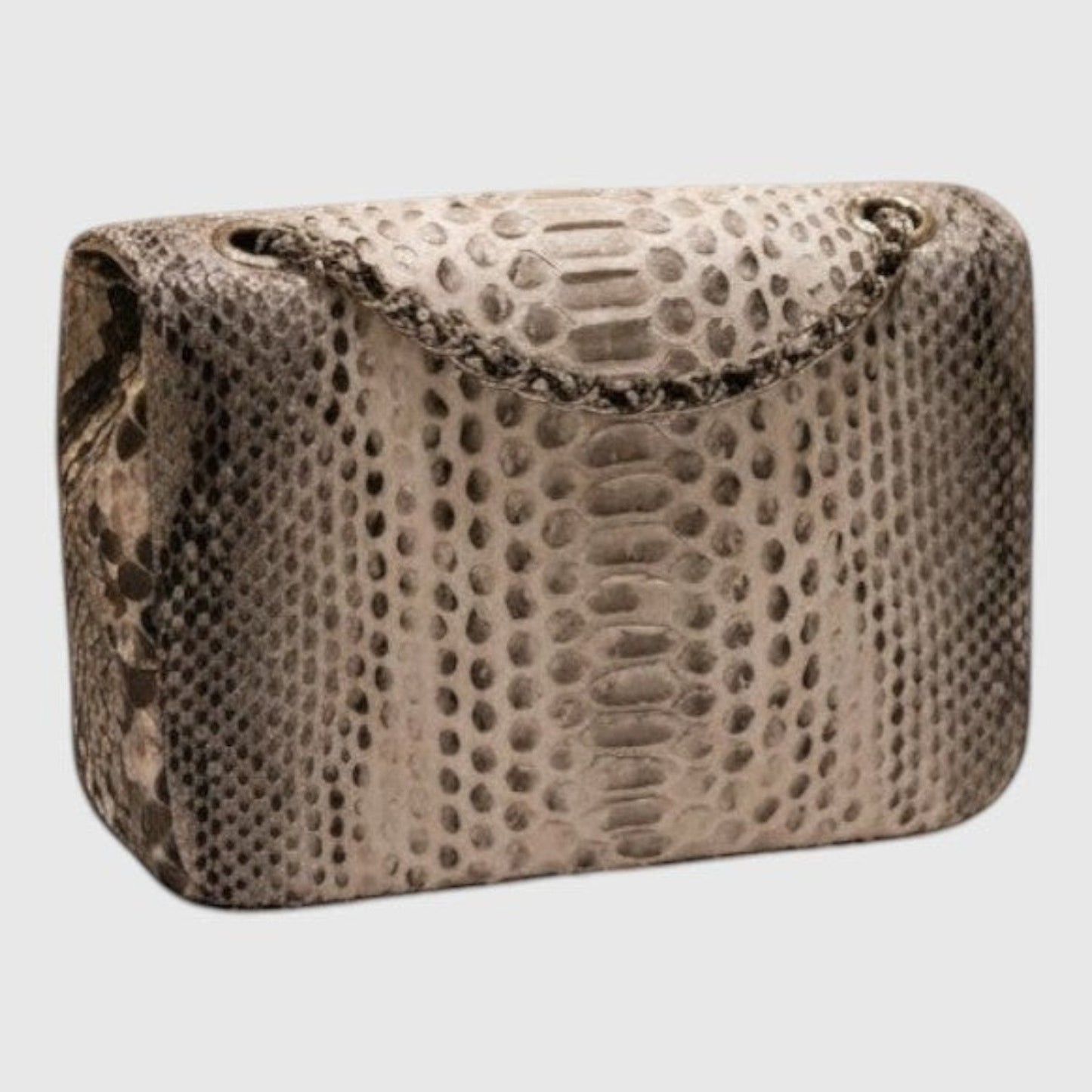 Sac à bandoulière Leather craftman en cuir véritable avec texture gaufrée façon python et chaîne métallique élégante.