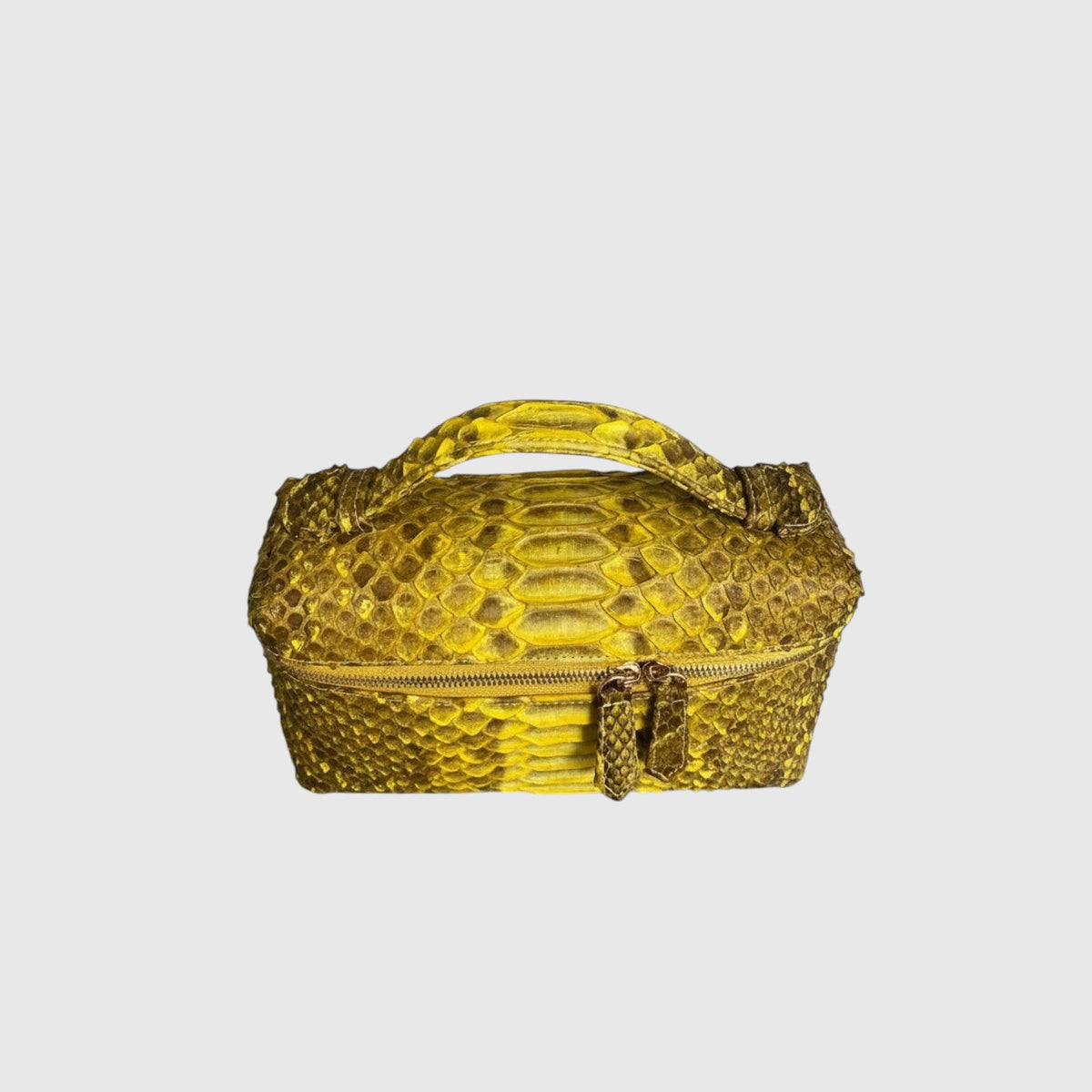 Sac à main Leather craftman Aurea Python doré en cuir véritable avec poignée supérieure et fermeture éclair