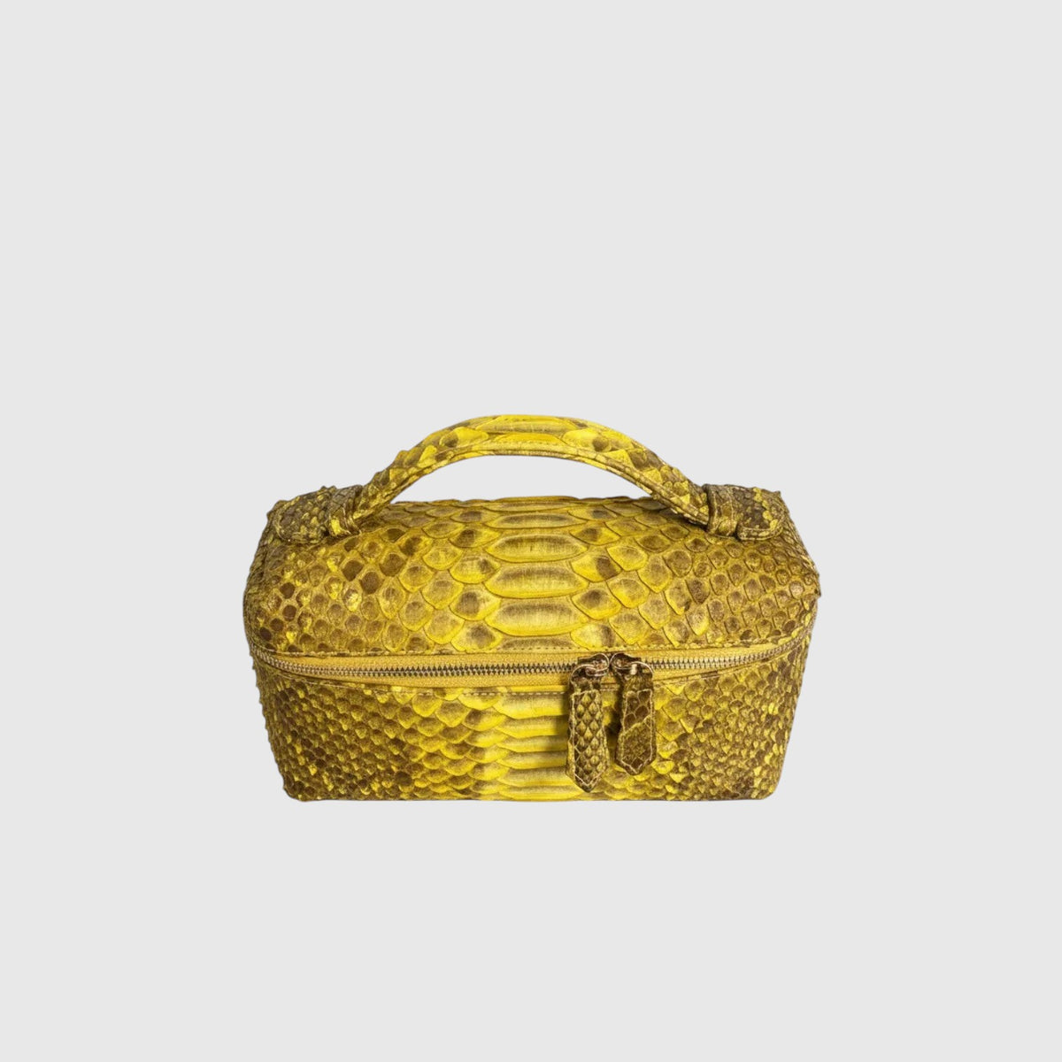 Sac à main Leather craftman Aurea Python doré en cuir de python véritable avec poignée supérieure et fermeture éclair