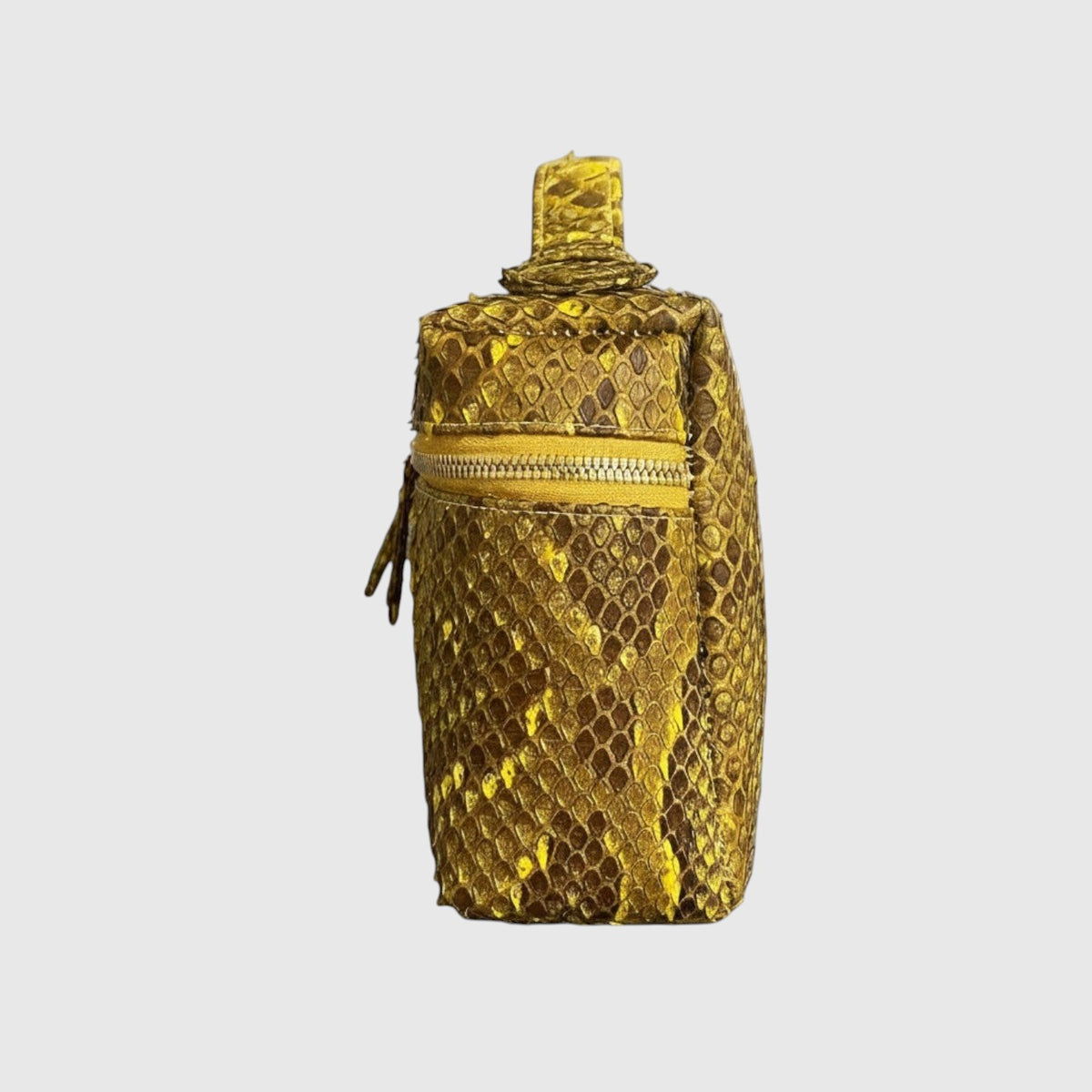 Sac à main Leather craftman Aurea Python doré en cuir véritable avec fermeture éclair et poignée supérieure
