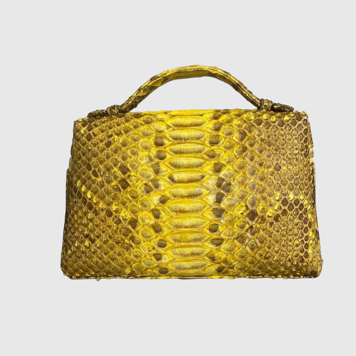 Sac à main Leather craftman Aurea Python doré en cuir véritable avec poignée supérieure et texture écailles unique