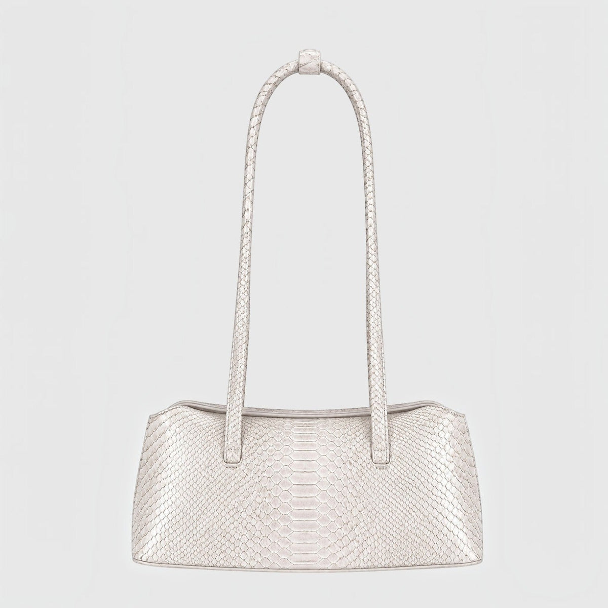 Sac cabas Leather craftman en cuir de python véritable couleur ivoire avec anses intégrées et design structuré