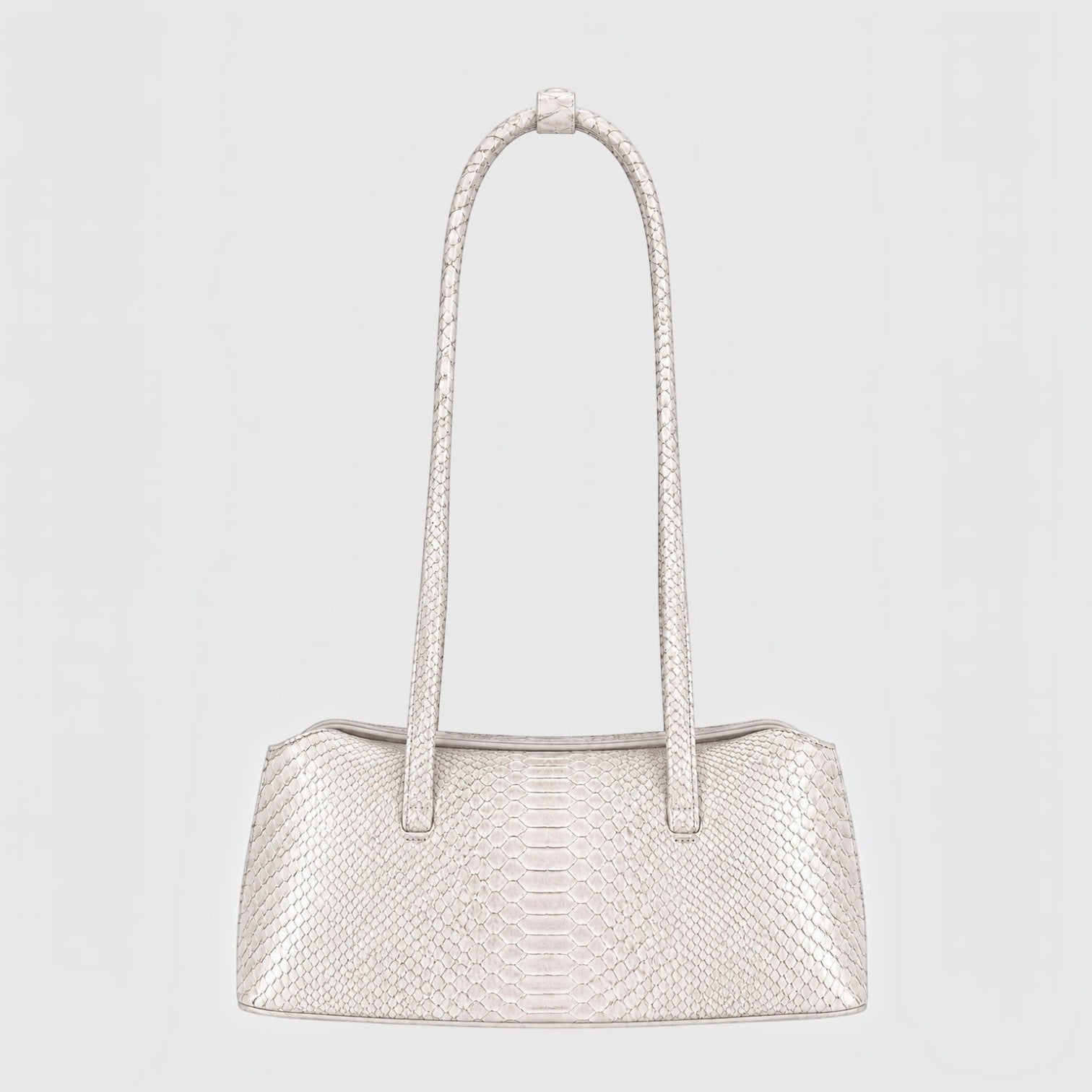 Sac cabas Leather craftman en cuir de python véritable couleur ivoire avec anses intégrées et design structuré