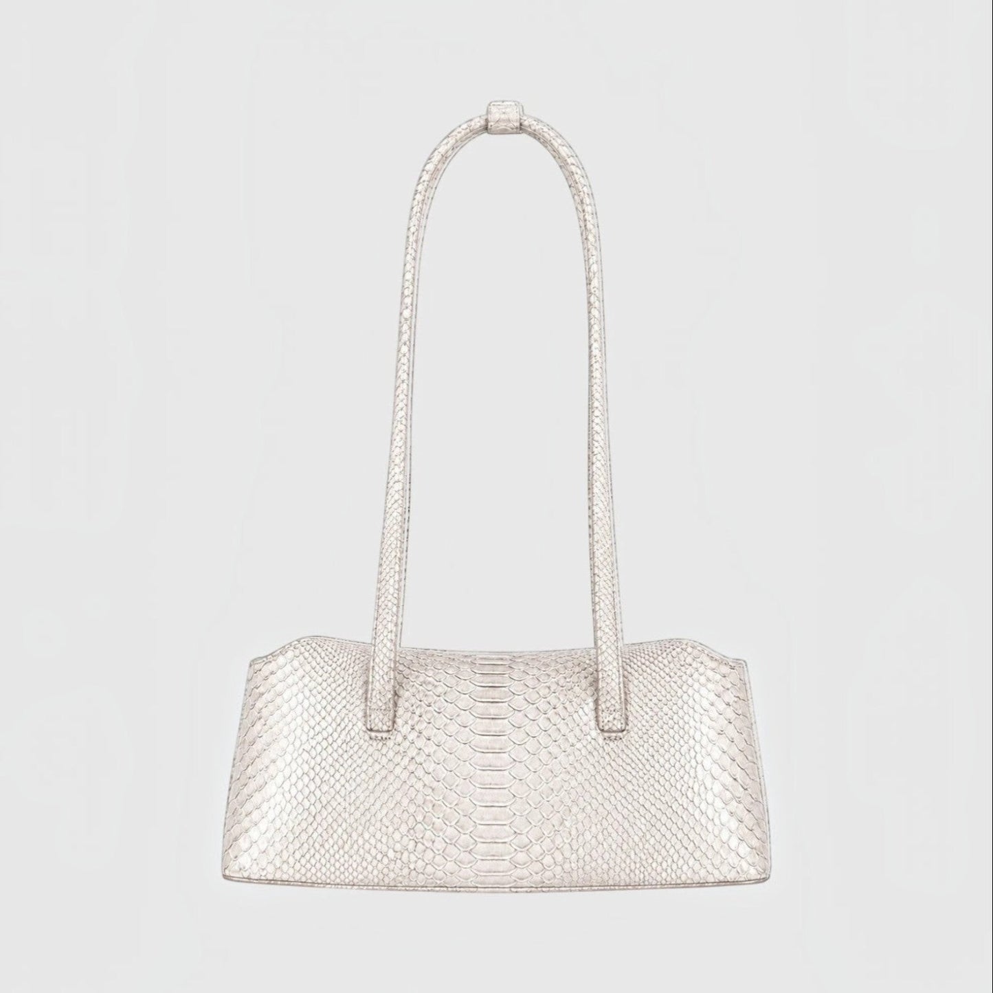 Sac cabas Leather craftman en cuir de python ivoire avec texture écailles naturelle et anses longues structurées